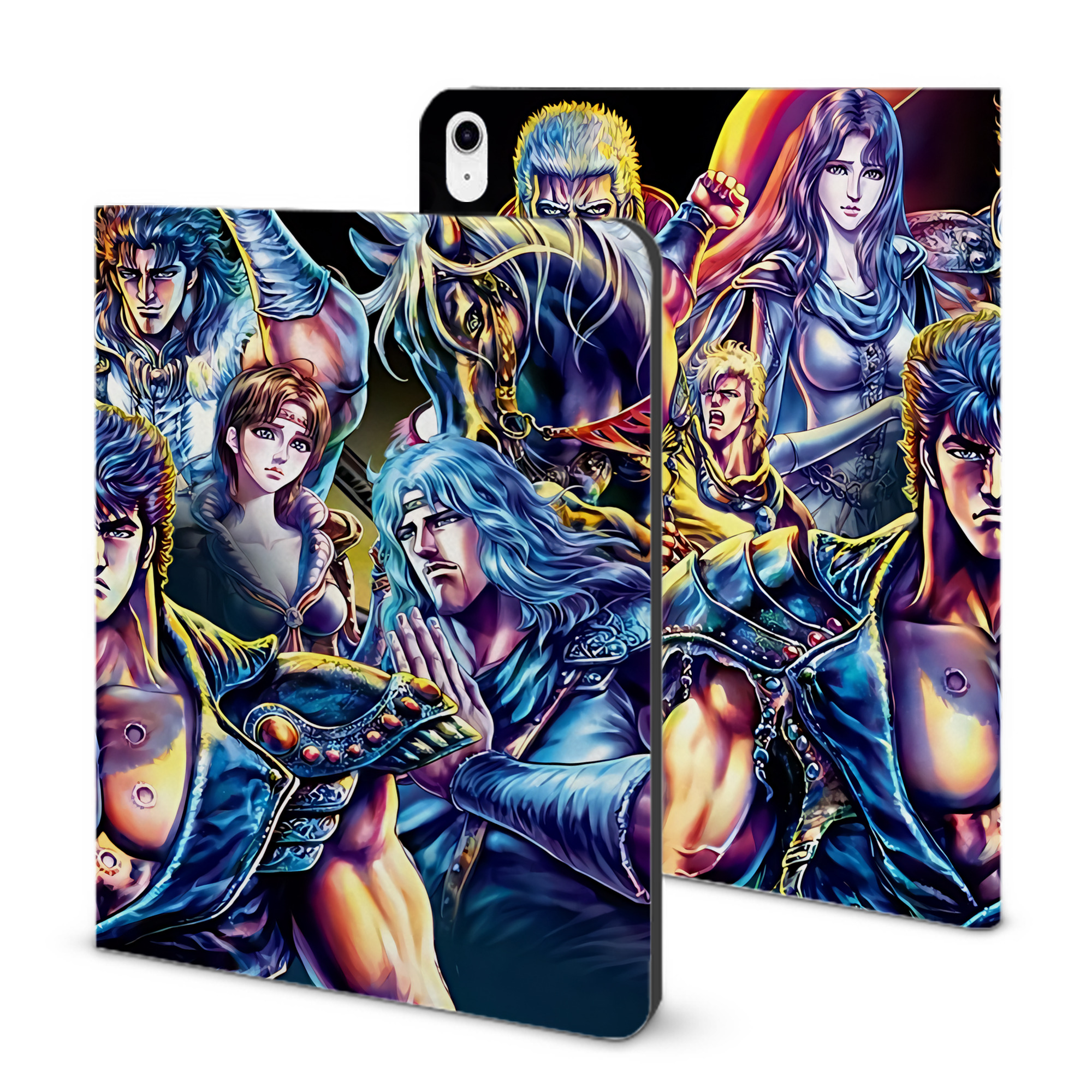 （画像用） 北斗の拳 Fist of the North Star IPad ケース ブック型 PUレザー TPU 耐衝撃 軽量 薄型 ペン収納なし 全面保護 IPad 各モデル対応